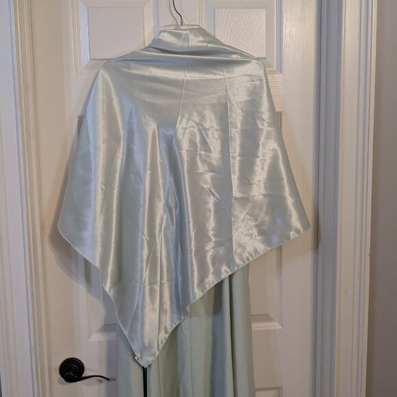 Mori Lee Custom Mint Green Formal Gown with Matching Shawl | Floor Length Dress - Picture 4 of 5